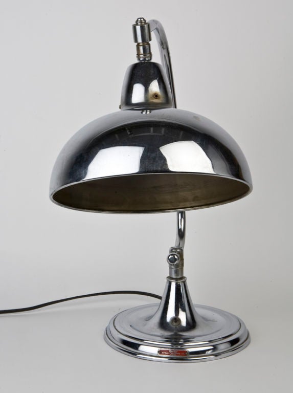 Mid-20th Century A vintage chrome dome-shaded desk lamp