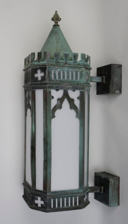 American A pair of antique copper wall lanterns