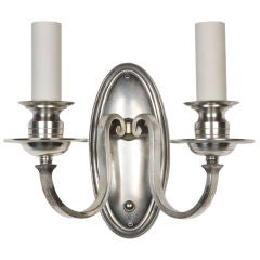 A single silverplated bronze Antique double-light sconce