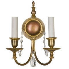 A pair of antique gilded Bradley and Hubbard sconces