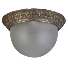 An Antique silver and frosted glass flush-mount