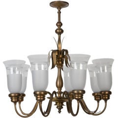 An E. F. Caldwell brass and frosted glass chandelier 6