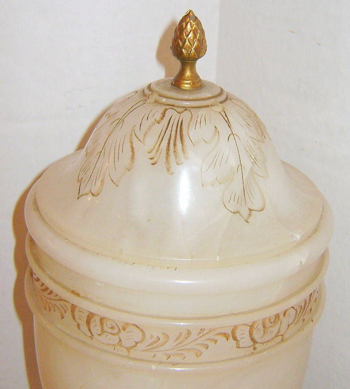 Italian Carved Alabaster Table Lamps For Sale