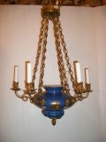 Painted Blue Glass Chandelier