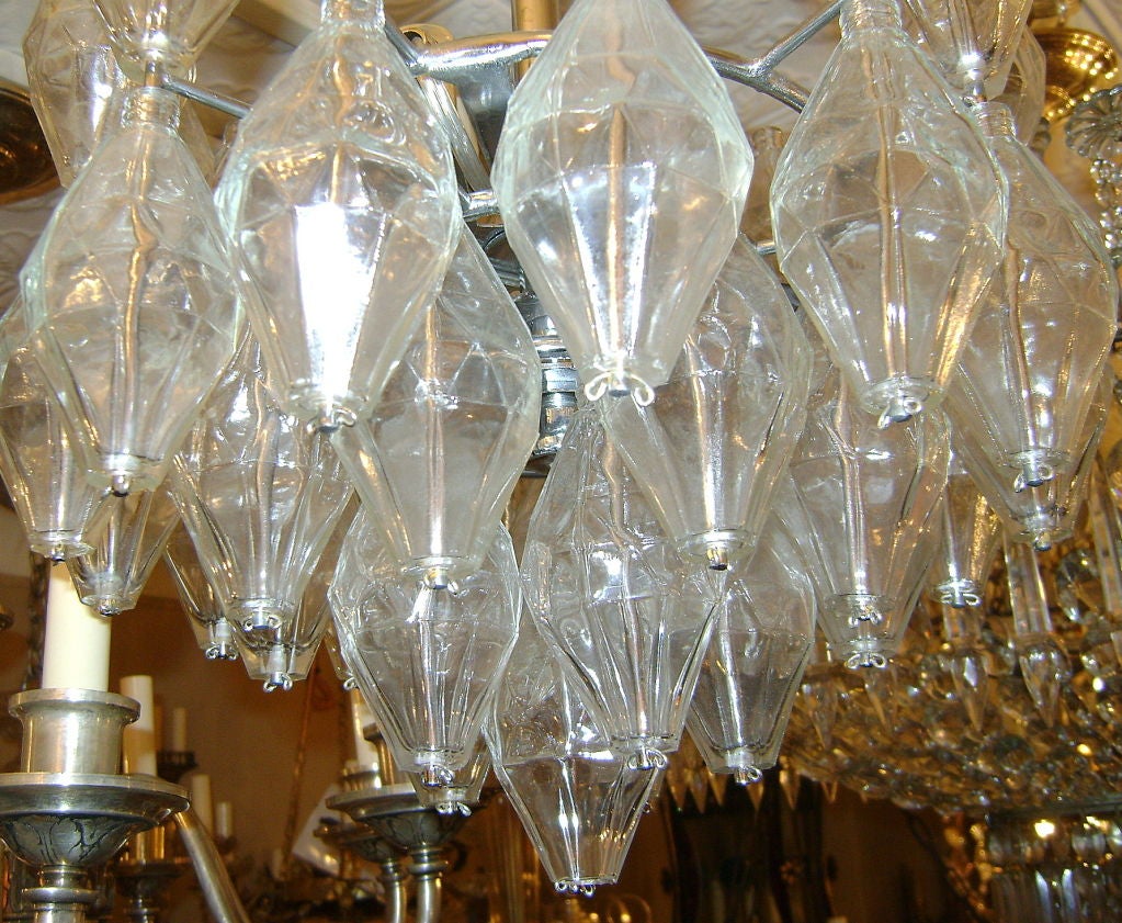 Mid-20th Century Pair of Molded Glass Moderne Fixtures