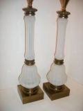 Pair of  White Opaline Glass Lamps