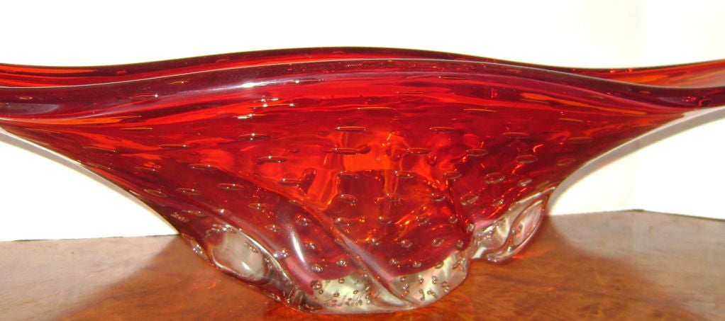 Long Red Murano Vase / Centerpiece