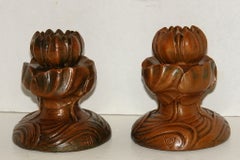 Antique Copper Foliage Motif  Candlesticks
