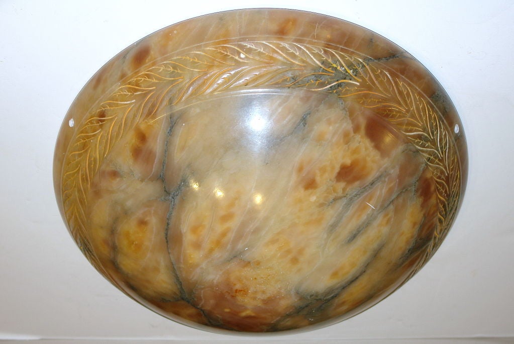 A circa 1920's Amber coloured alabaster light fixture with 