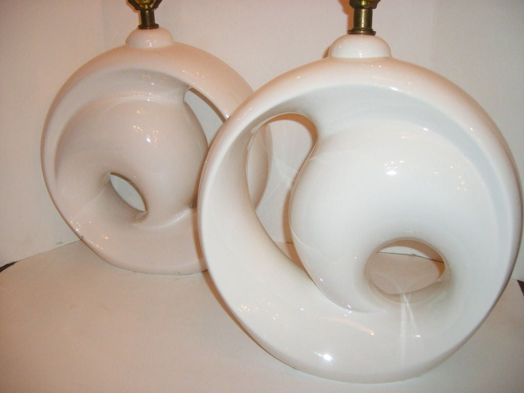 Mid-20th Century Large White Porcelain Lamps For Sale