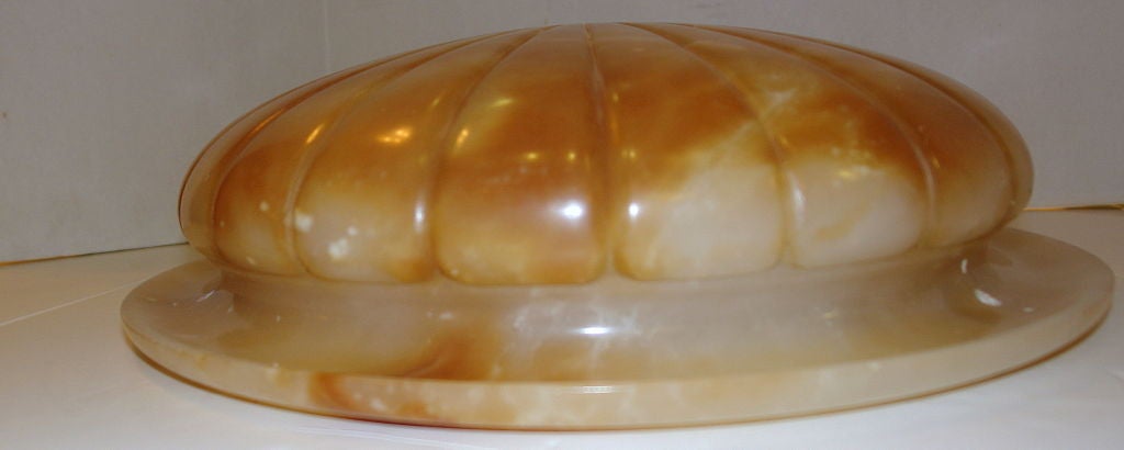 Carved Alabaster Light Fixture In Excellent Condition In New York, NY
