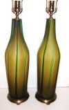 Green and Yellow Blown Glass Table Lamps