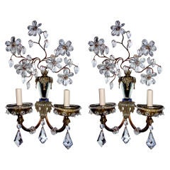 Pair of Painted Tole and Brass Sconces