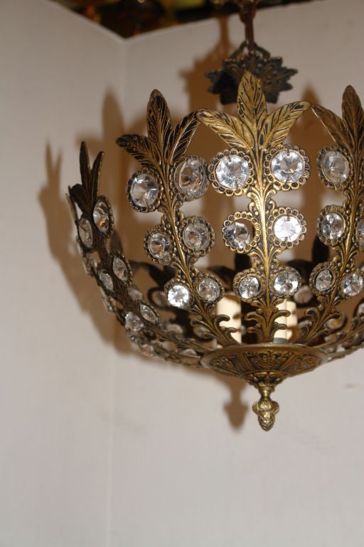 Bronze & Crystal Light Fixture