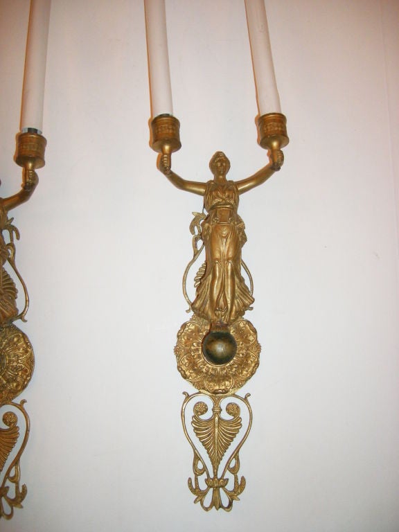 Pair of Large Empire Sconces In Good Condition For Sale In New York, NY