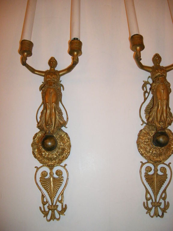 19th Century Pair of Large Empire Sconces For Sale
