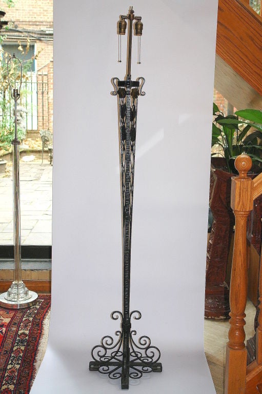Arts and Crafts Iron Floor Lamp For Sale 2