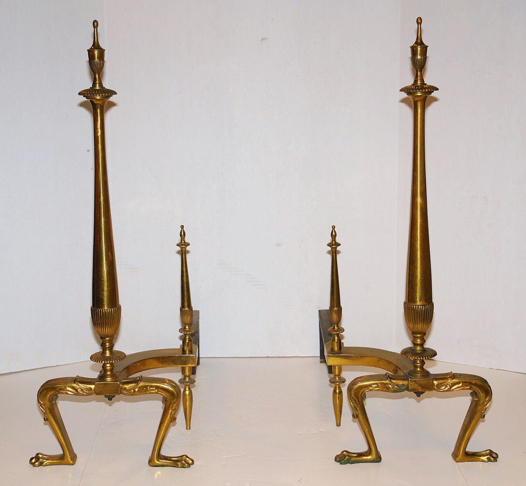 20th Century Bronze Andirons For Sale