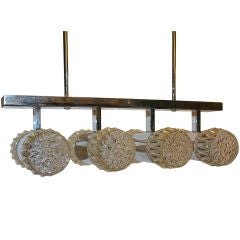 Horizontal Chrome and Glass Flush Light Fixture