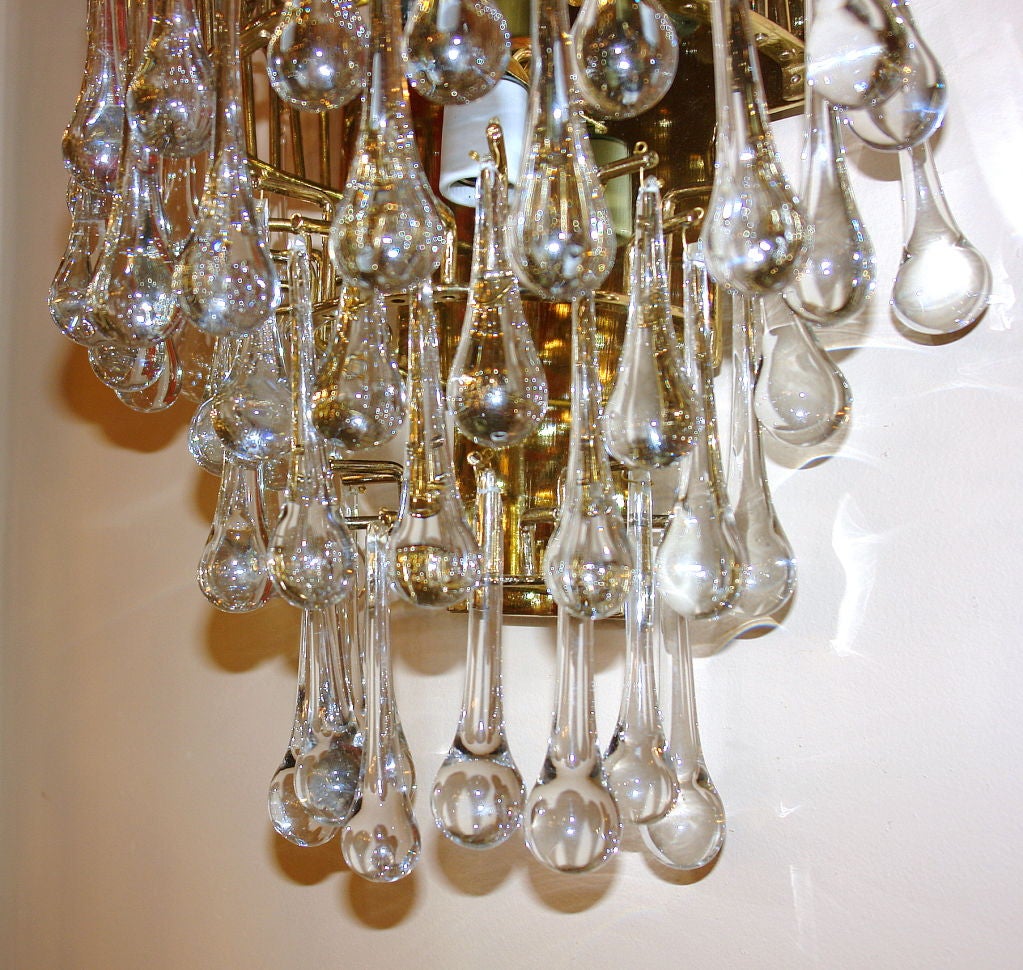 Set of Italian Glass Drops Sconces, Sold per Pair For Sale 1