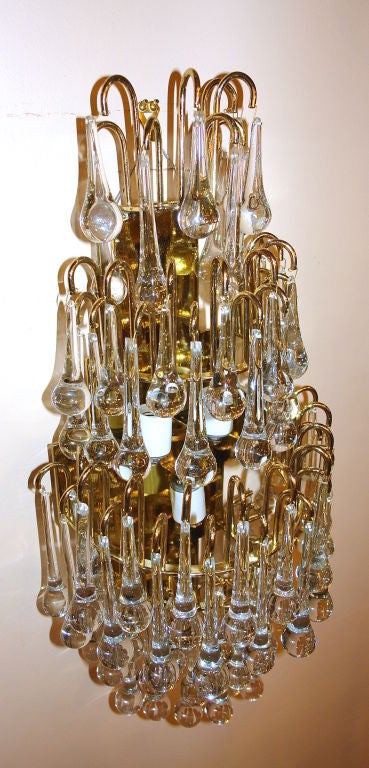 Set of Italian Glass Drops Sconces, Sold per Pair For Sale 2