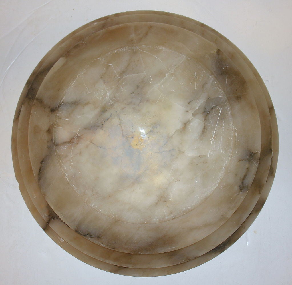 Art Deco Carved Alabaster Light Fixture