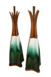 Pair of Square Green Porcelain Lamps