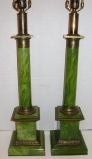 Green Painted Tole Lamps