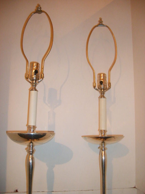 20th Century Pair of Silver Plated Floor Lamps