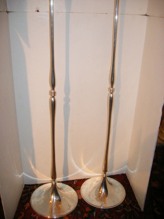 English Pair of Silver Plated Floor Lamps