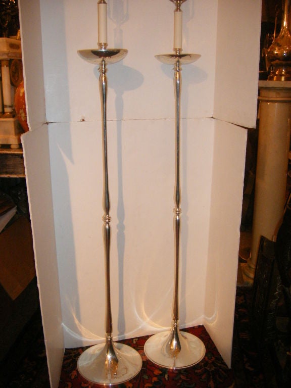 Pair of Silver Plated Floor Lamps 2