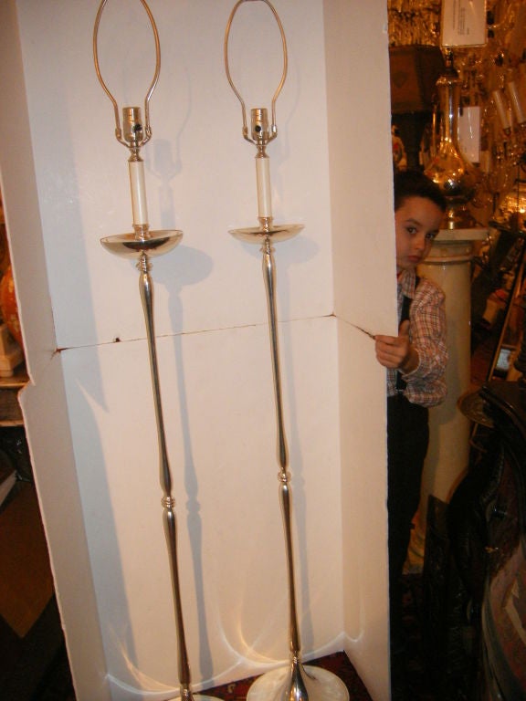 Pair of Silver Plated Floor Lamps 4