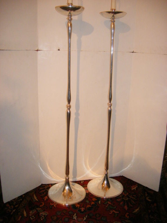 Pair of Silver Plated Floor Lamps 6