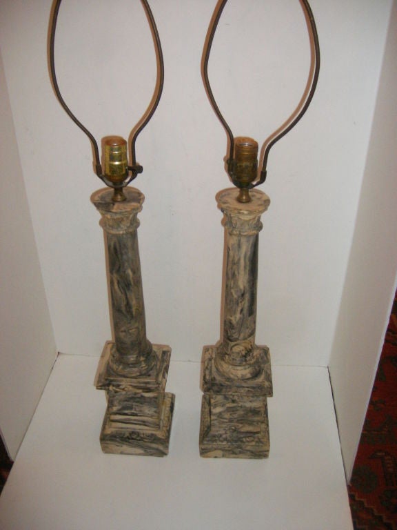 Gray and White Table Lamps