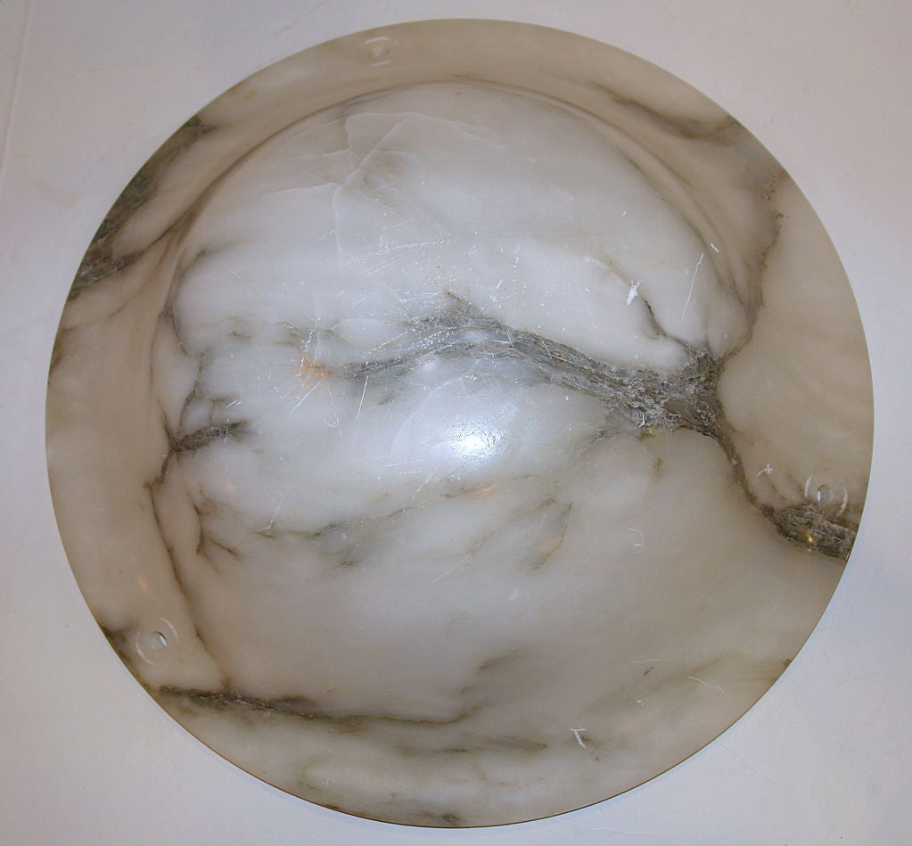 Hand-Carved White Alabaster Light Fixture For Sale