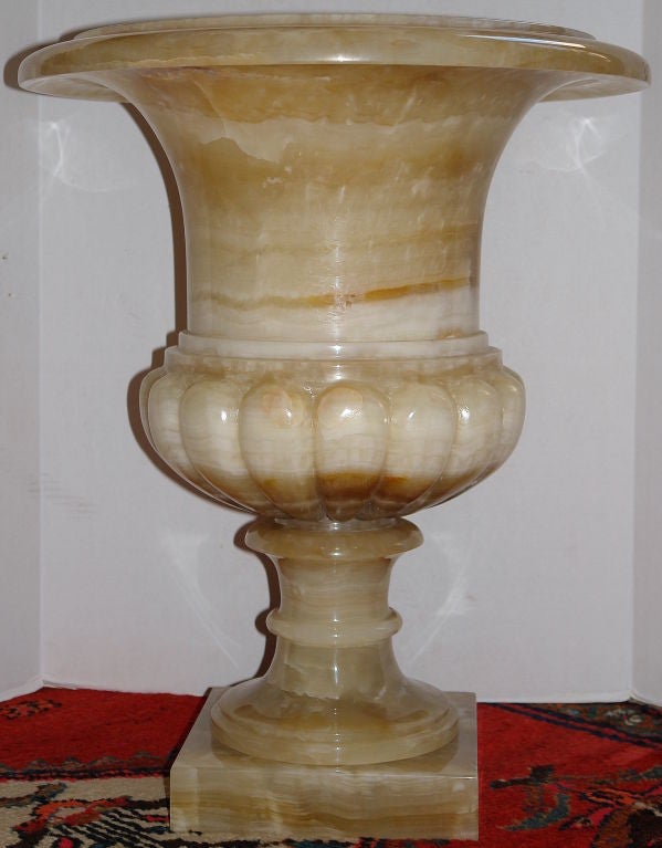 Pair of Large Onyx Urns
