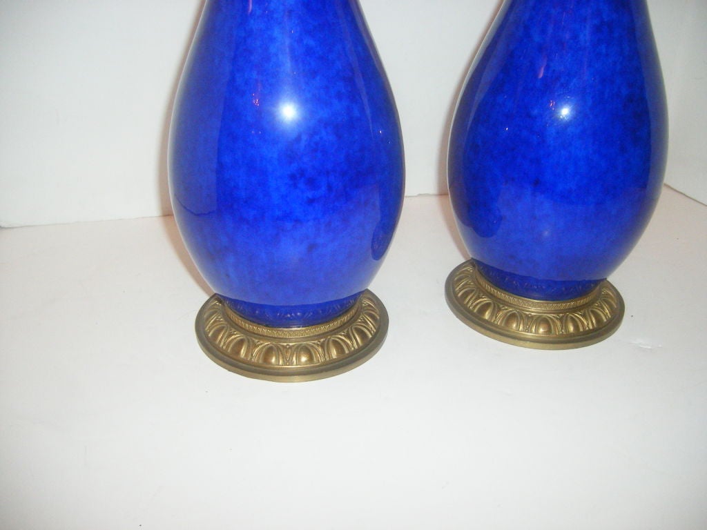 French Blue Porcelain Sevres Vases For Sale