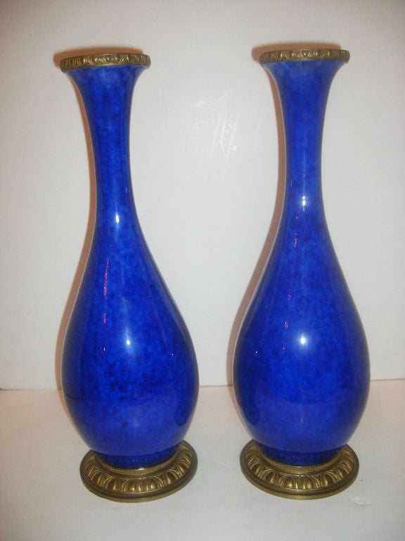 Blue Porcelain Sevres Vases In Good Condition For Sale In New York, NY