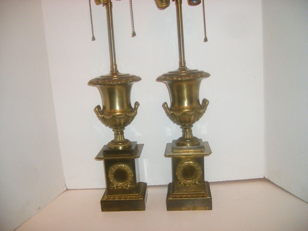Pair of Bronze Urns Lamps