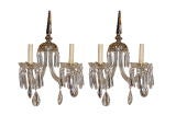 English Clear Crystal Sconces