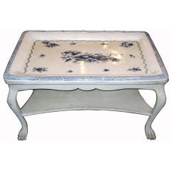 Swedish Blue and White Porcelain Top Table