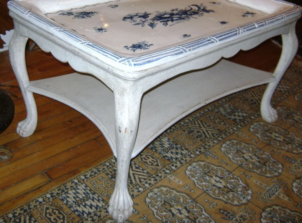 20th Century Swedish Blue and White Porcelain Top Table