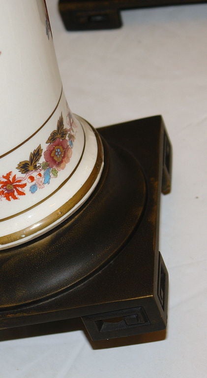 White Table Lamps with Floral Decoration For Sale 1