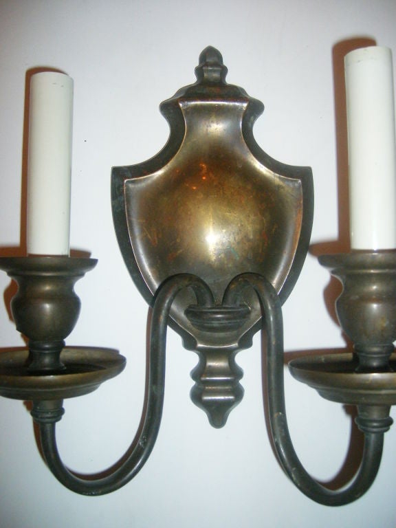 Caldwell Bronze Sconces In Good Condition For Sale In New York, NY