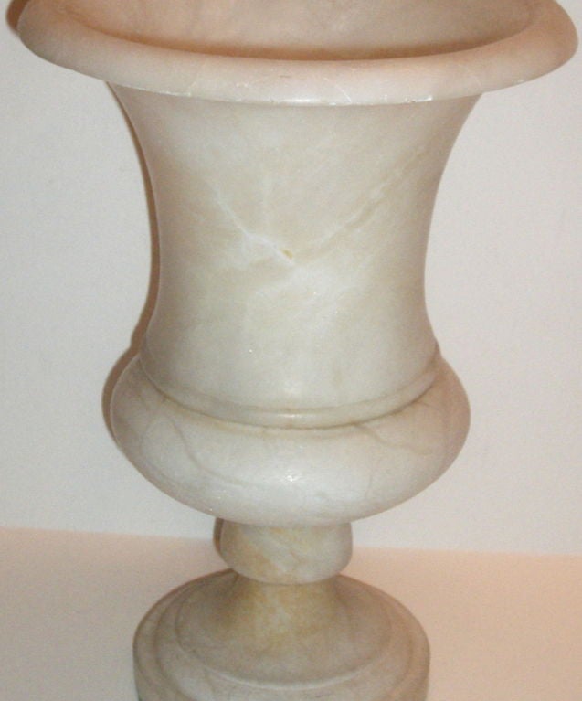 Early 20th Century Carved Albaster Urn Lamp For Sale