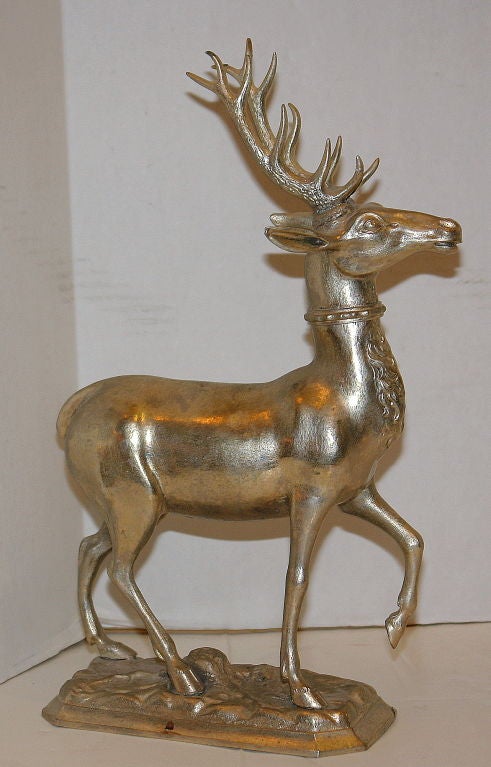 English Silver Plated Stag Drinking Flask For Sale
