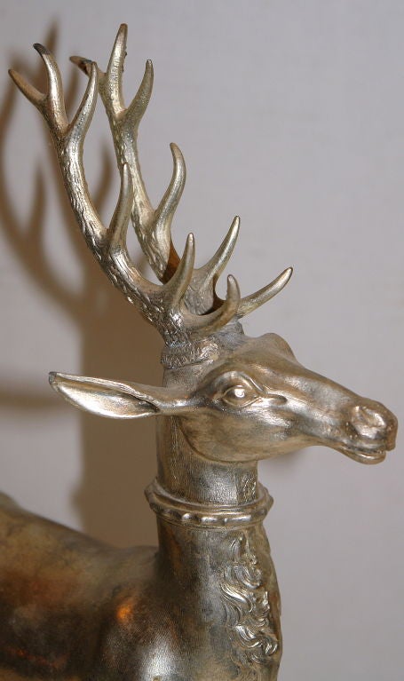 19th Century Silver Plated Stag Drinking Flask For Sale