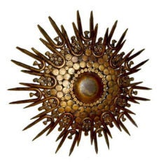 Gilt Iron Sunburst Light Fixture