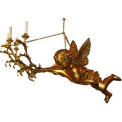 Gilt Metal Cherub Chandelier