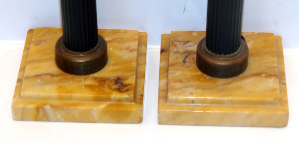 Marble Pair of Swedish Candlesticks For Sale